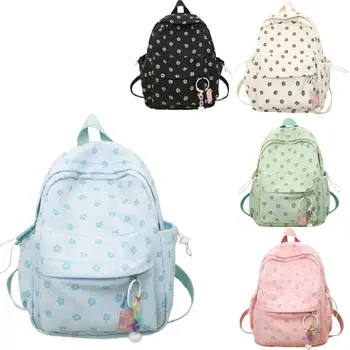 Цвете Реколта раница Ученически чанти Пътуване студент 2022 Нова мода за тийнейджърки жени сладък найлон колеж дами чанта