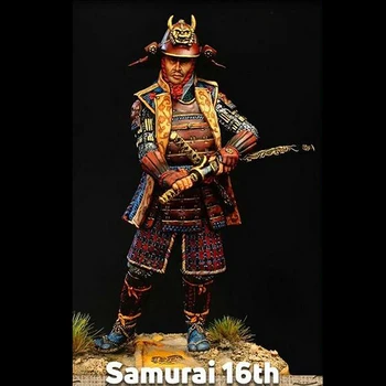 Войник от смола 1/24 древен самурай от 16-ти век щанд Модел Unassambled Небоядисана фигура Строителен комплект