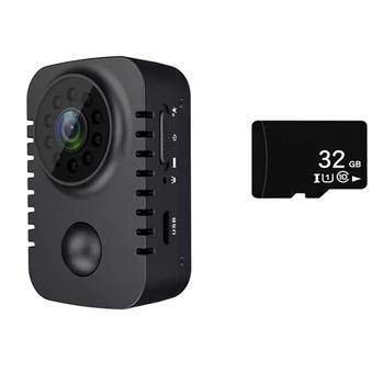 HD Мини камера за тяло 1080P сигурност джобна камера за нощно виждане за кола в режим на готовност PIR видеорекордер с 32G TF карта