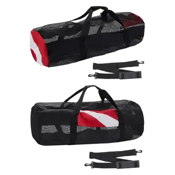 Mesh Sports Duffle Bag Scuba Dive with Side Pocket Лек 95cmx34cmx34cm мрежеста чанта за риболов Гмуркане Дейности на открито Фитнес