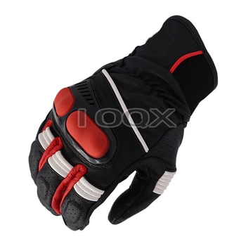 Hyperions Къси Motobike кожени мотоциклетни състезателни ръкавици черни неоново червени
