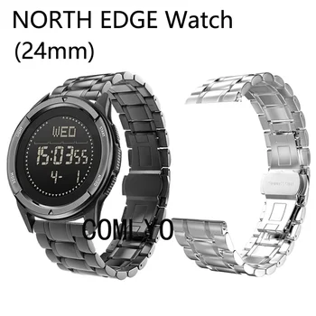 За NORTH EDGE ALPS APACHE 3 50MM каишка Неръждаема стомана метал Мъжки смарт часовник Band 24MM