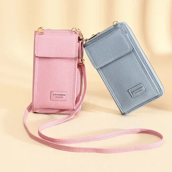 Нов мобилен телефон чанта женски Crossbody вертикален мобилен портфейл голям капацитет мода чанта проста мода