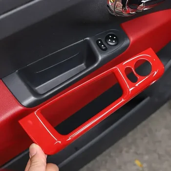 За Fiat 500 2023 ABS въглеродни влакна / червена кола огледало за обратно виждане Превключвател за регулиране на рамката за съхранение на рамката за съхранение Trim стикер Аксесоари за кола