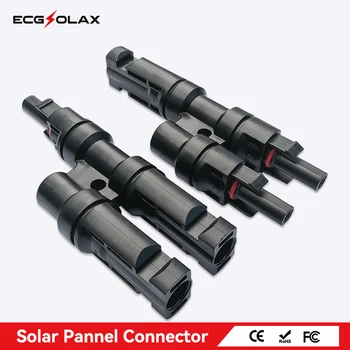 ECGSOLAX 1/2/5 двойки конектори за слънчеви клонове Конектор за слънчев проводник като удължителен кабел за паралелно свързване между фотоволтаични панели