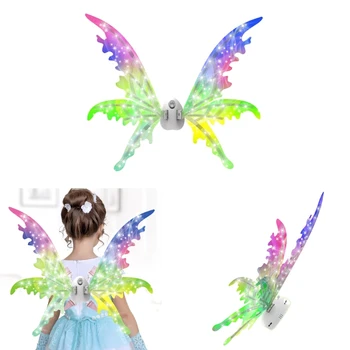 Electric ButterflyWings Костюм за малки момичета AngelWings CosPlay костюм за деца в училище Детски DanceParty Props