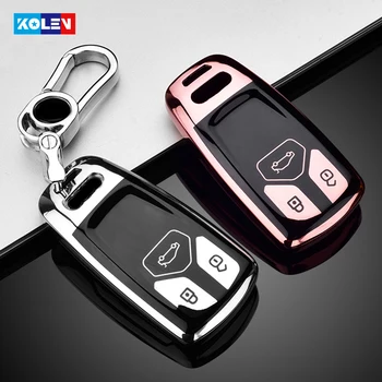 Soft TPU Car Remote Key Case Full Cover Holder For Audi A4 A4L A5 Q5 Q7 TT TTS B9 8S QT S5 S7 Car Smart Key Accessories Ключодържател