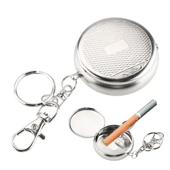 Пепелник за цигари за превозни средства с ключодържател преносим мини джобен пепелник от неръждаема стомана
