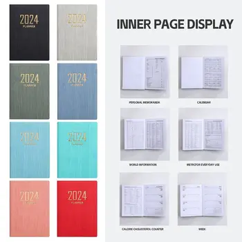 Pocket 2024 Книга с дневен ред Висококачествен A7 с календарни бележници Списък със задачи Английски Notepad School Office