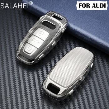 New Arrival Car Key Cover Case Protector TPU For Audi A6L A7 A8 Q8 E-tron C8 D5 2019 2020 Car Key Cover Holder Shell Skin