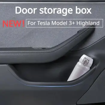 За Tesla Нов модел 3+ Highland врата кутия за съхранение на вратата дръжка подлакътник тава организатор силиконов капак за модел 3 2024 аксесоари