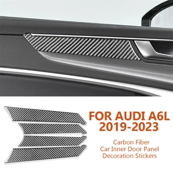 За Audi A6L-C8 A7 2019-2023 Анти-надраскване въглеродни влакна кола вътрешна врата панел декорация стикери Авто интериорни аксесоари