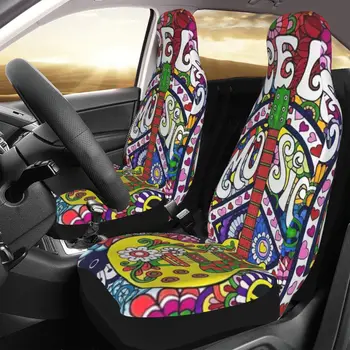 Peace Floral Garden Car Seat Cover Персонализиран печат Универсален преден протектор Аксесоари Комплект възглавници