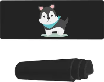 Голяма подложка за мишка Сладко хъски куче Разширена подложка за мишка за игри 31.5 X 11.8 Подложка за мишка с клавиатура Подложка за бюро с неплъзгаща се основа