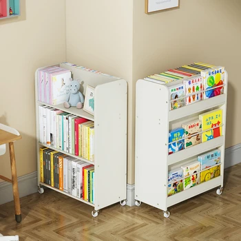 Детска лавица за книги домашен рафт за книги за бебешки картинки прости шкафчета мобилни малки шкафове за съхранение на пода