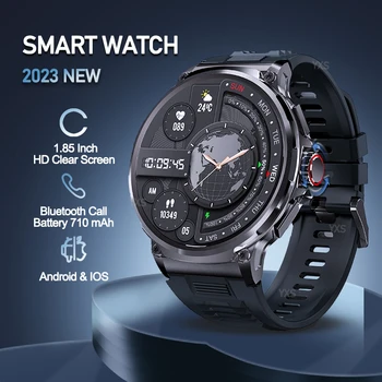 1.85 инчов смарт часовник мъже 710mAh батерия дълъг режим на готовност Bluetooth повикване Smartwatch 2023 нов фитнес часовник спортен тракер Andriod IOS