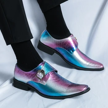 2023 Смесени цветове Кожени мъжки обувки Ежедневни мокасини в британски стил Слип-он дизайнер от висок клас Нощен клуб Официално парти Шофьорски обувки