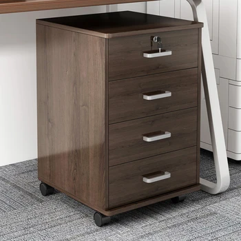 Шкаф за файлове, шкаф за съхранение с ключалка, офис дървен шкаф за чекмеджета, мобилен нисък шкаф, дървен малък шкаф