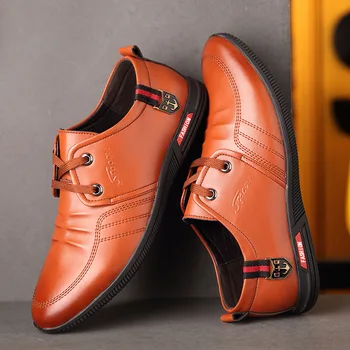 Мъжки обувки мека подметка кожа случайни обувки за мъже удобни заострени пръсти обувки бизнес социални обувки мъжки Chaussure Hommes Сапатос