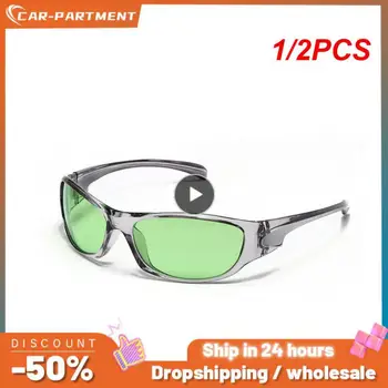 1/2PCS Y2k Millennium Color Пънк Хип-хоп Червен стил Очила за шофиране на открито Улични очила за горещо момиче Готически Uv400 очила