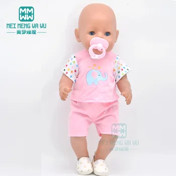 Бебешки дрехи за кукла 43 см играчка новородени кукли аксесоари Тениска шорти биберон и лента за коса