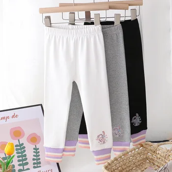 Spring Girl Stretch Leggings Cartoon Baby Kids Leggings Autumn Clothes Pants Toddler Child Soft Knitted Pants Trousers