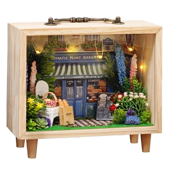 Diy миниатюрна къща за кукли с мебели за съхранение на кукли дървена кутия фото рамка Сглобете играчка, подарък за рожден ден за тийнейджъри, възрастни