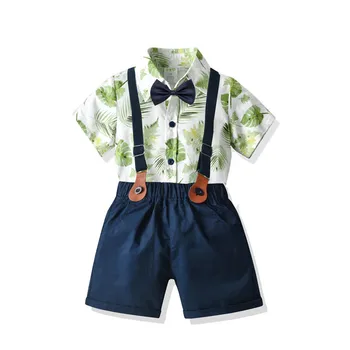 Maple Leaf печат къс ръкав риза лигавник шорти костюм малки деца лятна рокля жилетка