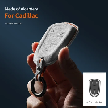 Alcantara капак за кола ключ за Cadillac SRX CTS ATS XTS Escalade ESV 3 бутона велур ключ Държач за калъф за дистанционна обвивка
