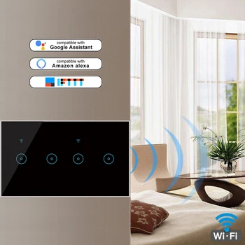  Smart Light Touch Switch, стандарт на ЕС 1/2/3/4/5/6 Gang WiFi Wall Switch, Tuya Voice Control Работа с Alexa, Начало