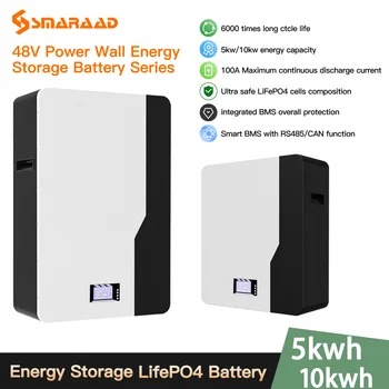 Ултра голям капацитет Система за съхранение на енергия в домакинството 48V 51.2v100ah 200ah LiFePO4 батерия 5kWh 10kWh 6000 + цикъла