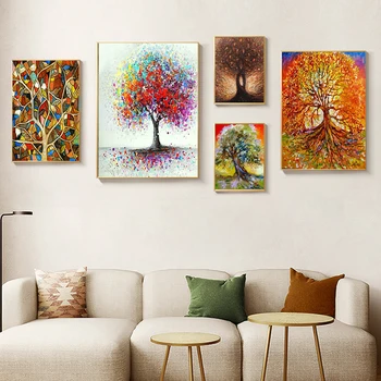 RUOPOTY Живопис по номера За начинаещи комплекти буйни и цветни дървета Оригинални подаръци абстрактни За дома декори