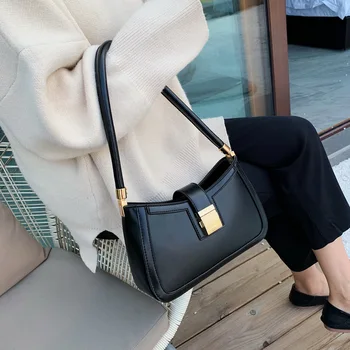 Дамска чанта чанти реколта PU кожа рамо Crossbody чанта ретро черен пазарска чанта жена случайни пратеник чанти