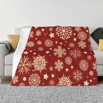 Весела Коледа одеяло фланела декорация снежинки на червен фон модел преносим дом покривка