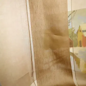 Модерен памук усещане отвесни Раирана твърда завеса Европейски стил втулка горна пръчка джобни прозорци Завеси за хол Спалня