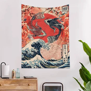 Ин Ян Риба Wallpaper Tapestry Аксесоари за декорация на дома Естетически табла Гоблени Аниме стена декор стая Kawaii декори