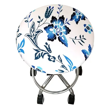 Stretch цветен печат сменяеми анти-мръсни трайни бар стол протектор Slipcover кръг стол капак еластична седалка случай възглавница
