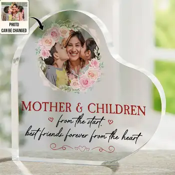 Майка деца печат модерен стил акрилни сърце плака Ден на майката годишнина подаръци за хол спомен бюро дома декор