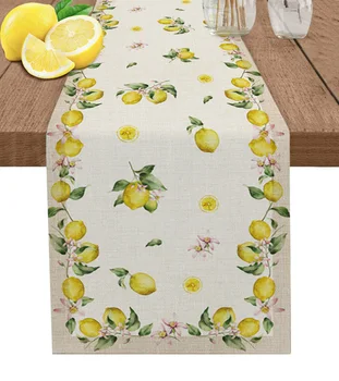 идилично лято плодове лимон бельо маса бегач кухня маса декорация селска къща трапезария маса кърпа сватбено тържество