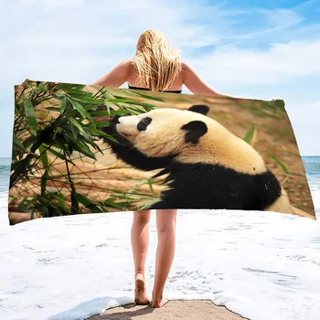 микрофибърна плажна кърпа,Panda печат леки бързосъхнещи кърпи за баня пясък безплатно светлина пътуване одеяло мека кърпа