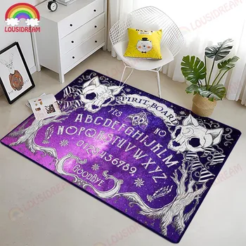 Cat Skulls Ouija Board Carpet, Witchy Premium Rug Mat, Gothic Home Decor, Goth Mat, Halloween Decor, Witchcraft Carpet