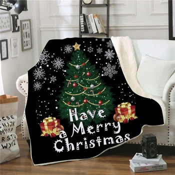 Merry Chriastmas Декорация на дома Коледно дърво 3D печат Меки фланела руно хвърлят одеяла за легла диван диван Нова година подарък