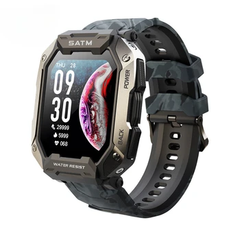 2024 C20 Smart Watch Мъже 24 Спорт 5ATM Водоустойчив плуване Фитнес тракер Сърдечен ритъм Монитор за кислород в кръвта Военен смарт часовник