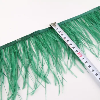 10Meters 10-15CM Тъмно зелен щраус перо подстригване естествен щраус перо дантела за занаят панделка ресни за пола Парти облекло