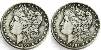 Американски монети 1901/1901 Две лица UNC/Стар цвят Морган долар копие Монети със сребърно покритие
