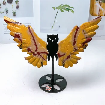Natural Mookite Owl Wings With Stand Energy Gemstone Healing Crystal Stone Home Decoration Gift 1pair