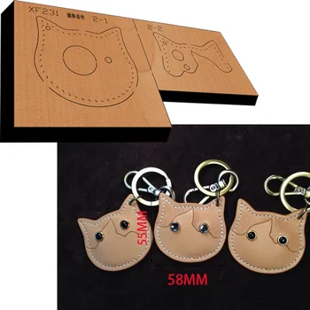 Japan Steel Blade Wooden Die Cut Small Cat Key Chain Pendant For Women Bag DIy Leather Craft Punch Hand Tool 55x58mm