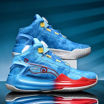 Нови мъжки професионални баскетболни обувки Модерни сини баскетболни ботуши Man Rotary Buckle Sneakers Men Streetwear Platform Shoes