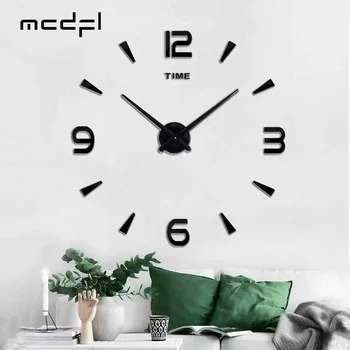 Nordic стенен часовник декор за дома хол кухня D панел самозалепващ интериор къща деко дизайн Exsuryse декорация