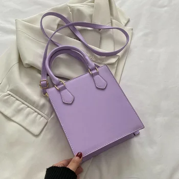 Solid Pu кожа Crossbody чанти за жени моден дизайнер чанти дами рамо чанта квадратни малки горната дръжка чанти